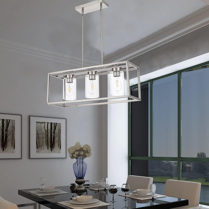 Farmhouse Chandeliers for Kitchen Island Brushed Nickel Dining