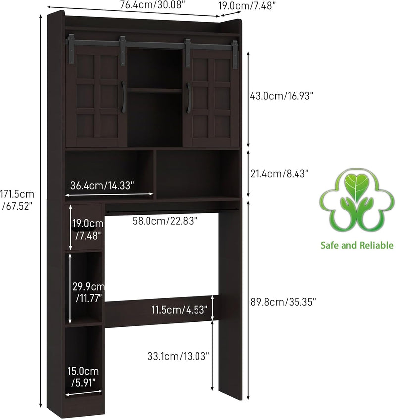 Farmhouse Over Toilet Storage Cabinet with Sliding Doors