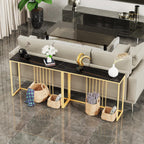 Console Meuble Entrée En Marbre Table Scandinave Noire
