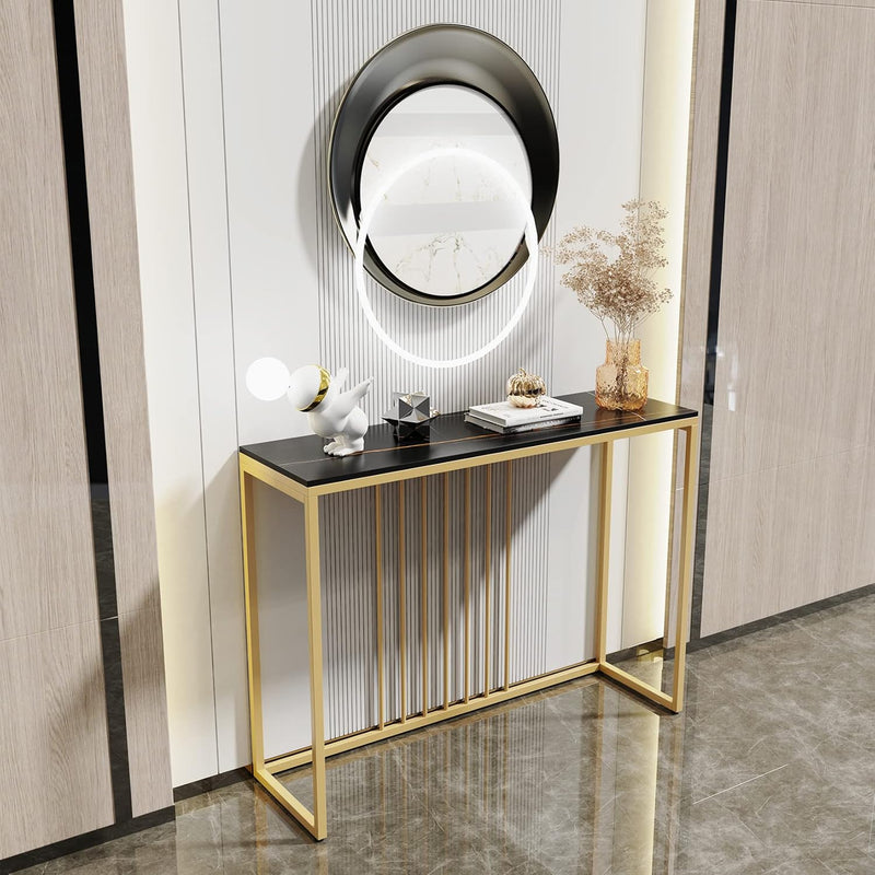 Console Meuble Entrée En Marbre Table Scandinave Noire