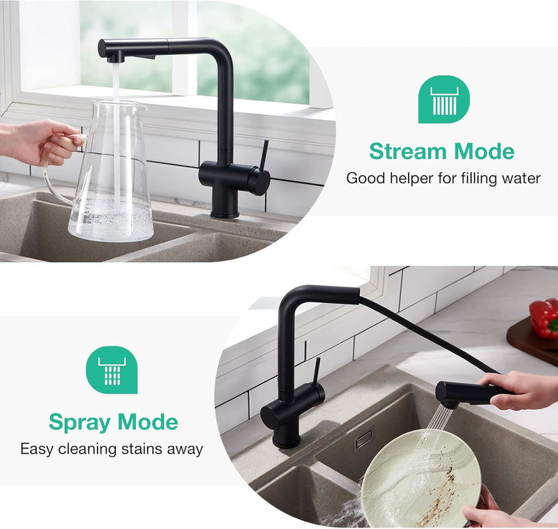 Pull Out Kitchen Mixer Tap with Dual Function
