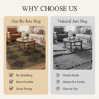 Faux Jute Indoor Outdoor Runner Rug Washable Non