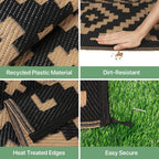 Faux Jute Indoor Outdoor Runner Rug Washable Non