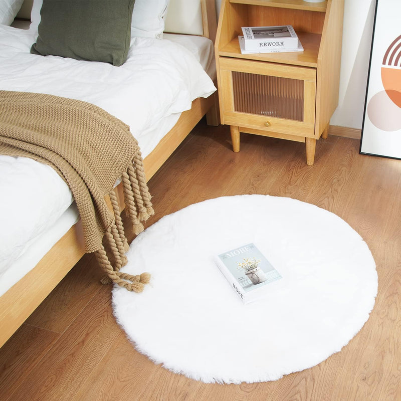 Faux Rabbit Fur Round Rug 3FT Rugs