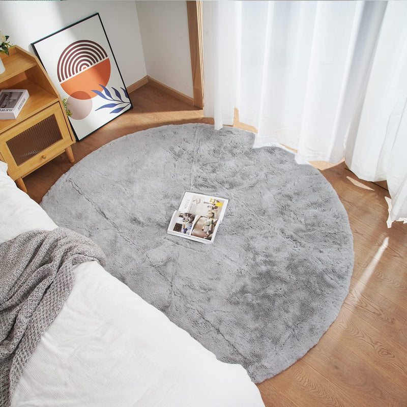 Faux Rabbit Fur Round Rug 3FT Rugs