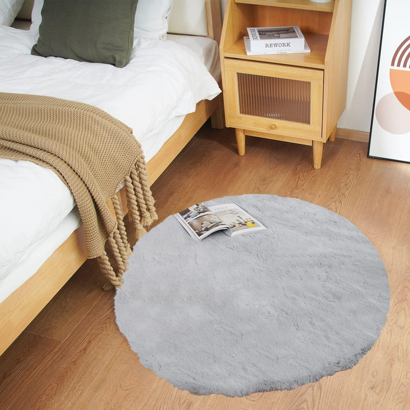 Faux Rabbit Fur Round Rug 3FT Rugs