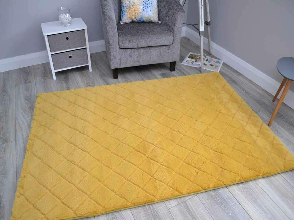 Faux Rabbit Fur Rugs Ochre