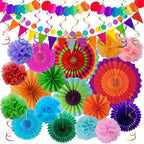 Fiesta Party Decorations 33pcs Colorful Mexican Themed Hanging