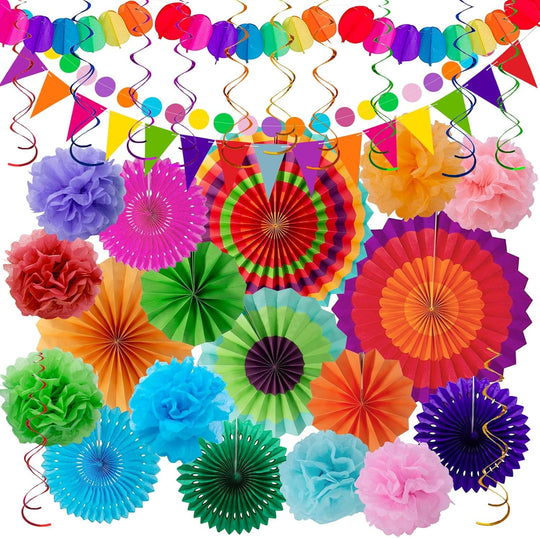 Fiesta Party Decorations 33pcs Colorful Mexican Themed Hanging