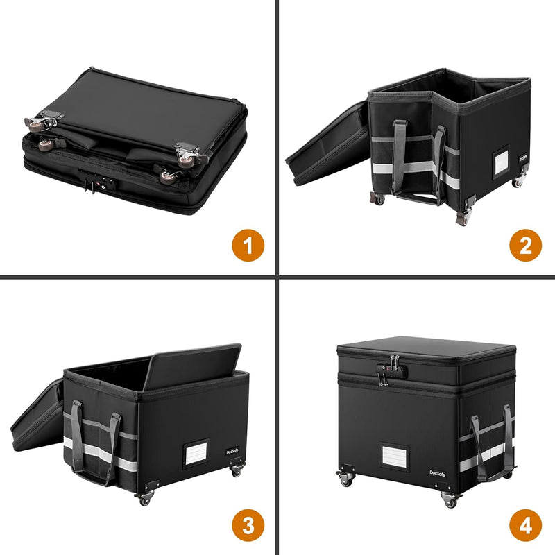 File Box with Lock Multi-Layer Fireproof Document Wheels