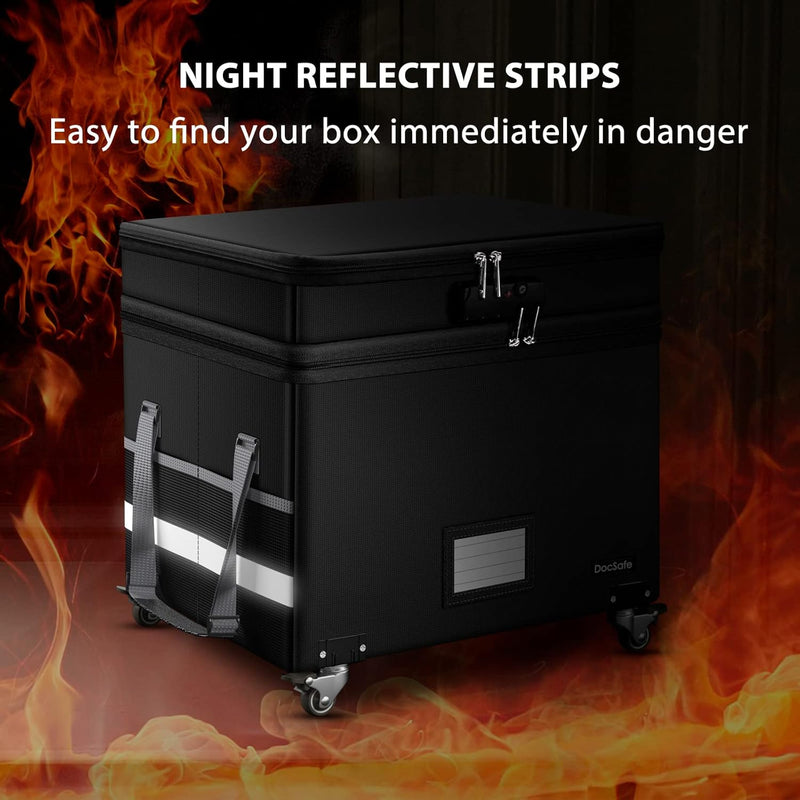 File Box with Lock Multi-Layer Fireproof Document Wheels
