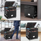 File Box with Lock Multi-Layer Fireproof Document Wheels