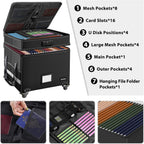 File Box with Lock Multi-Layer Fireproof Document Wheels