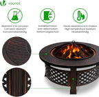 Fire Pit for Garden with Grate and Poker