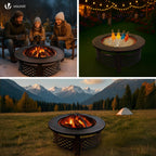 Fire Pit for Garden with Grate and Poker