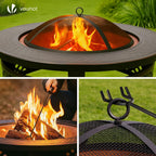 Fire Pit for Garden with Grate and Poker