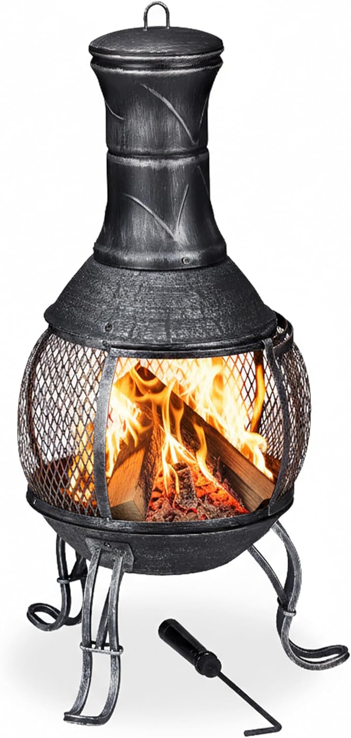 Chiminea Fire Poker Grate Spark Guard Garden Patio