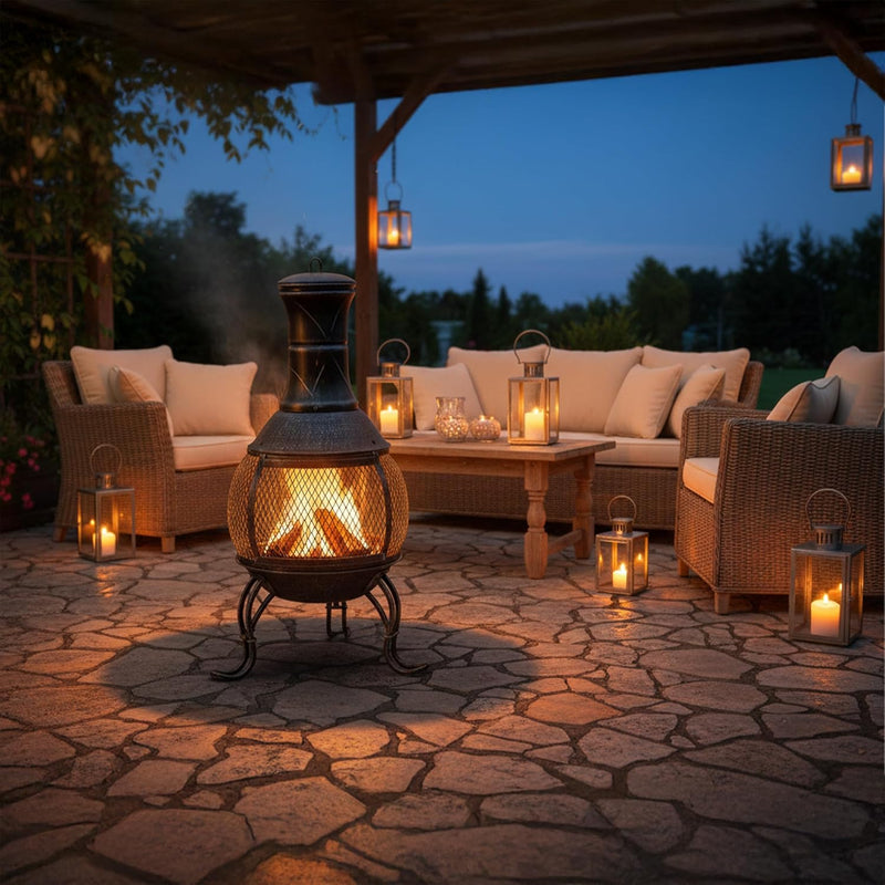 Chiminea Fire Poker Grate Spark Guard Garden Patio