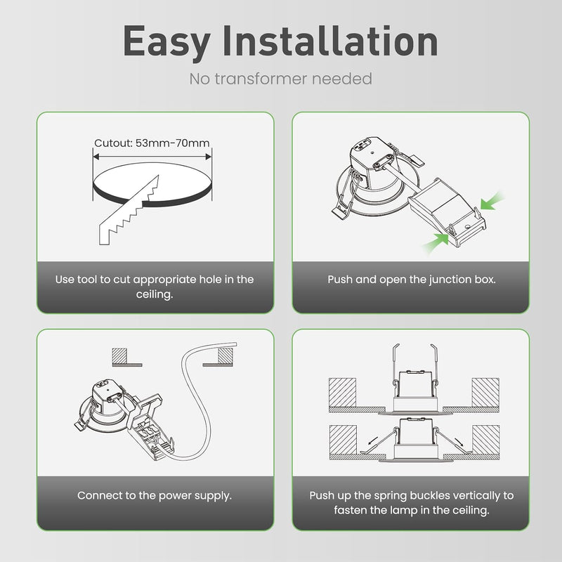 Fire Rated LED Downlights Bathroom Recessed Ceiling Spot
