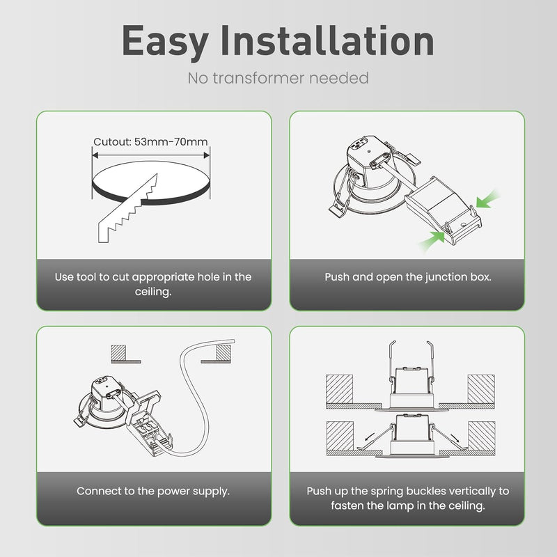 Fire Rated LED Downlights Bathroom Recessed Ceiling Spot
