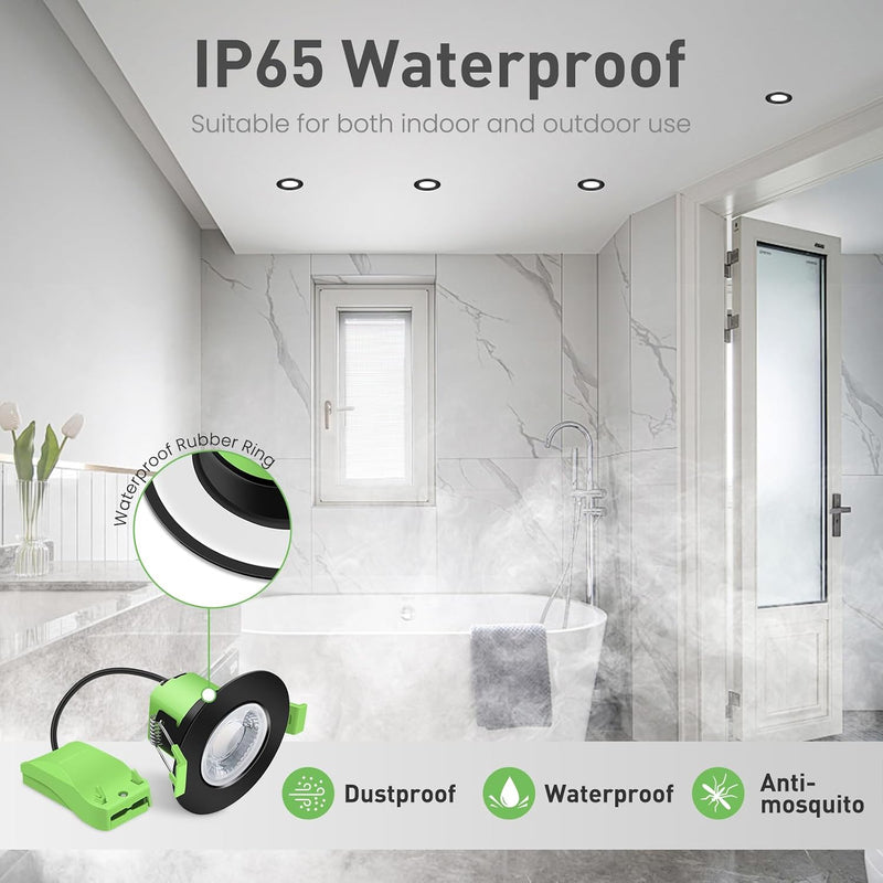 Fire Rated LED Downlights Bathroom Recessed Ceiling Spot