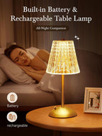 Fire Table Lamp 10-Way Dimmable Rechargeable for Bedroom