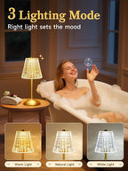 Fire Table Lamp 10-Way Dimmable Rechargeable for Bedroom