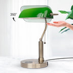 Firvre Bankers Office Desk Lamp Vintage Glass Table