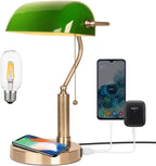 Firvre Bankers Office Desk Lamp Vintage Glass Table