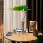 Firvre Bankers Office Desk Lamp Vintage Glass Table