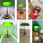 Firvre Bankers Office Desk Lamp Vintage Glass Table