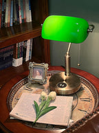 Firvre Bankers Office Desk Lamp Vintage Glass Table