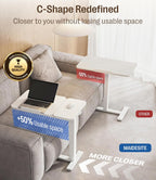 Fit Dual Overbed Table with Wheels C-Shape Bedside