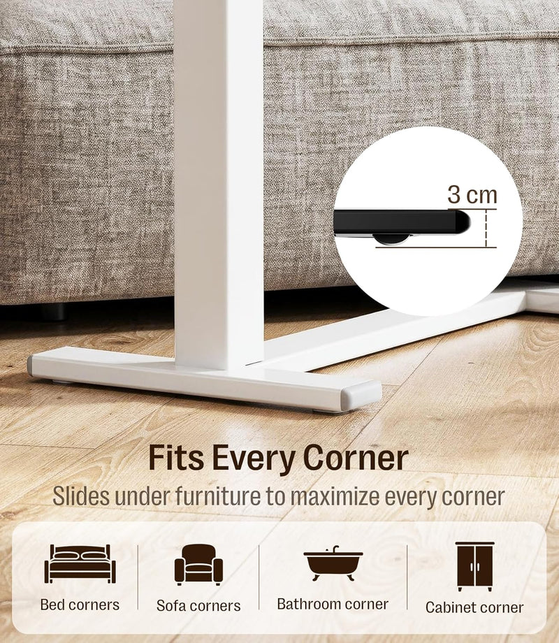 Fit Dual Overbed Table with Wheels C-Shape Bedside
