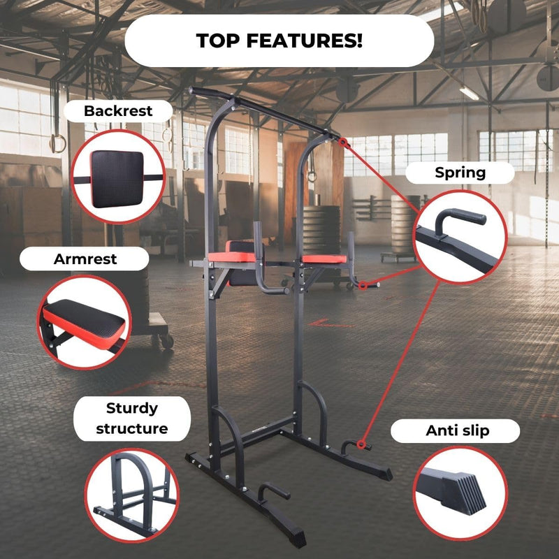 Fitness Power Tower Dip Station Multifit Adjustable Height