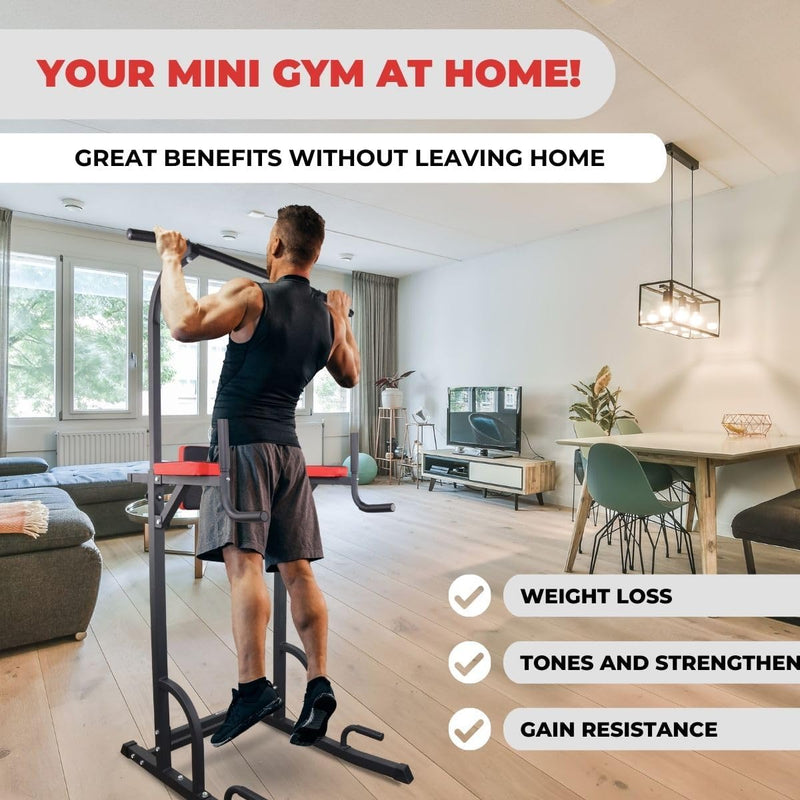 Fitness Power Tower Dip Station Multifit Adjustable Height