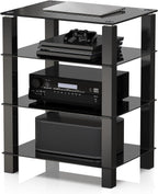 Hifi Rack Av Shelf 4-Tiers Glass TV Stand