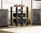 Hifi Rack Av Shelf 4-Tiers Glass TV Stand