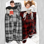 Fleece Blanket with Sleeves Foot Pockets for Women