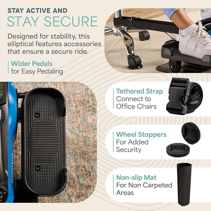 Flexstride Under Desk Pedal Exerciser Bluetooth 8 Levels