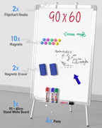 Flip Chart Whiteboard with Stand 90 X 60CM