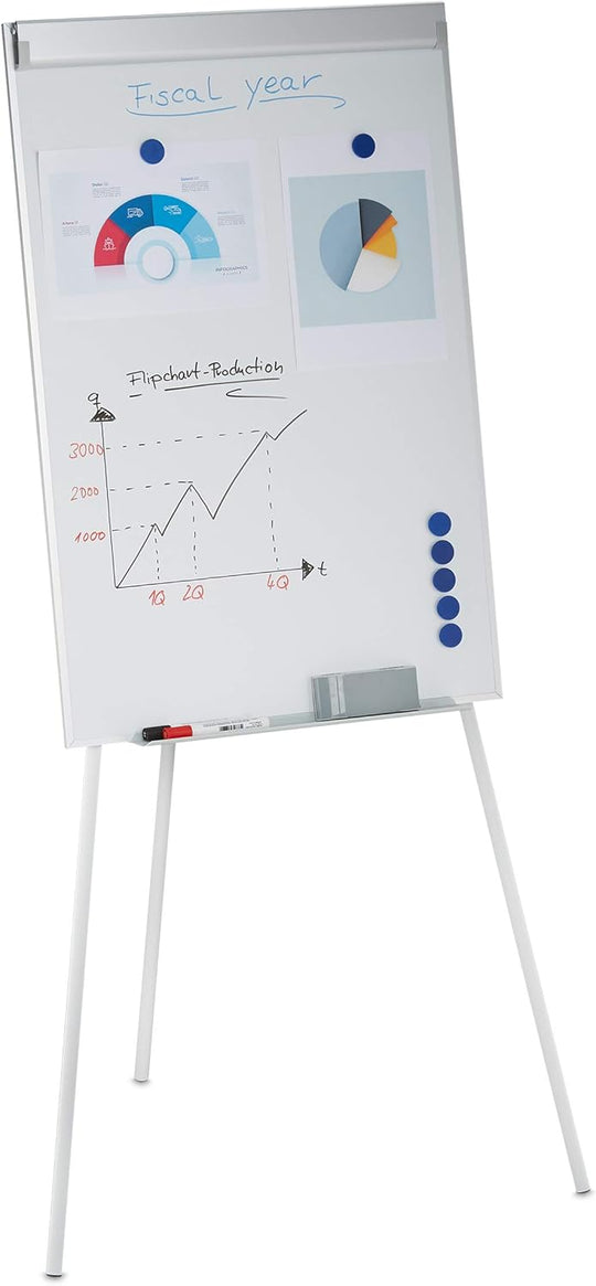 Flipchart Whiteboard Magnetic Height-Adjustable Tripod Pen Tray