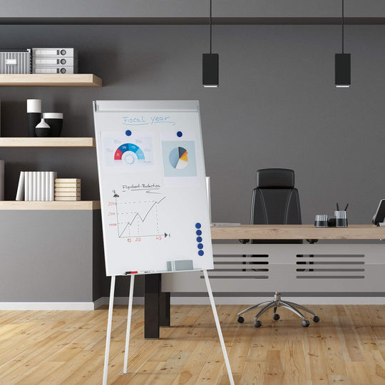 Flipchart Whiteboard Magnetic Height-Adjustable Tripod Pen Tray