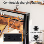 Floating Bed Frame Charging Station and LED Lights