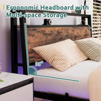 Floating Bed Frame Charging Station and LED Lights