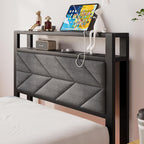 Floating Bed Frame Upholstered Platform with Storage Shelf