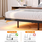 Floating Bed Frame with LED Lights Charging Station