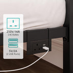 Floating Bed Frame with LED Lights Charging Station