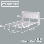 Floating Bed Frame with Upholstered Headboard Storage