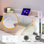 Floating Bed Frame with Upholstered Headboard Storage